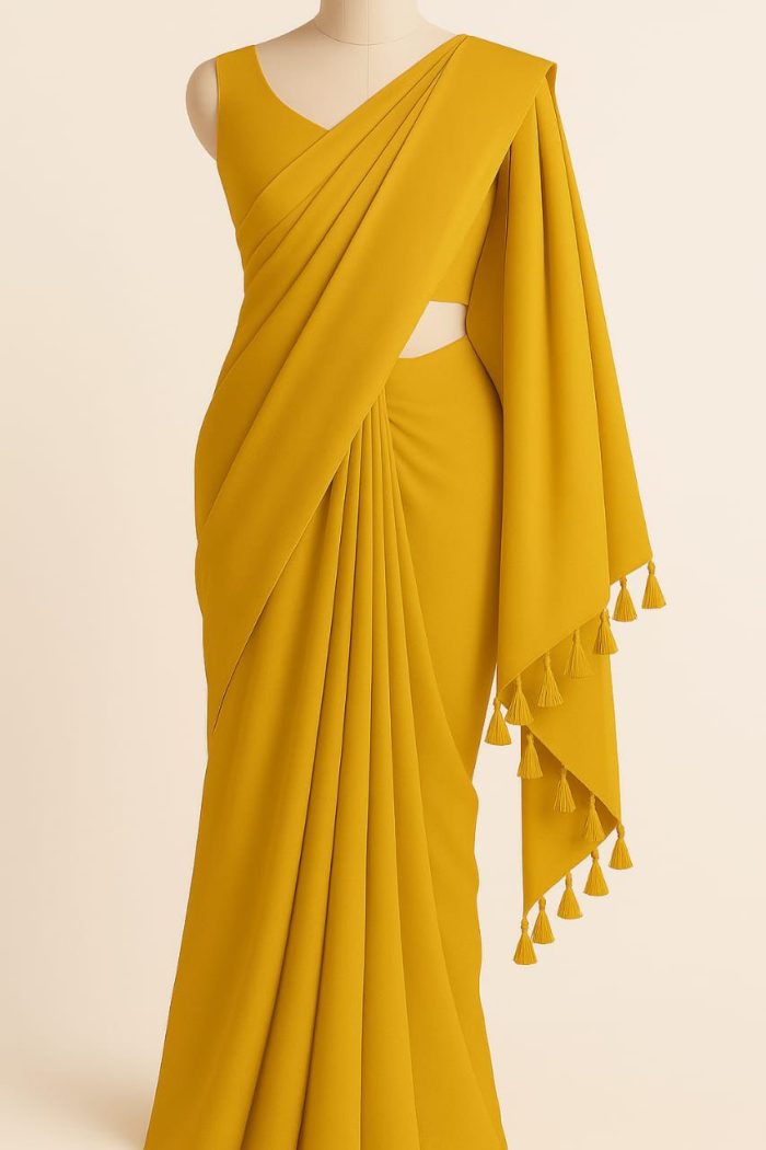 Premium Soft Georgette Saree - শাড়ি + ম্যাচিং ব্লাউজ পিস - Image 4