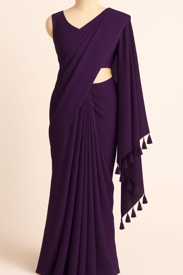 Premium Soft Georgette Saree - শাড়ি + ম্যাচিং ব্লাউজ পিস - Image 5