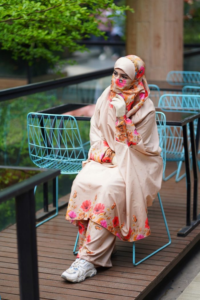 Luxury Flowy Plazo Set with Matching Niqab - ১৫০+ ঘেরের বিশাল প্লাজো ও লং কাট লাক্সারি সেট - Image 5