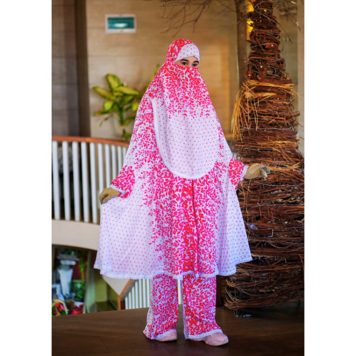 Elegant Palazzo long Khimar Set - মহিলাদের জন্য অ্যাডজাস্টেবল লং খিমার ও প্লাজো সেট, আরামদায়ক ও পূর্ণ পর্দা - Image 3