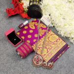 Royal Purple Premium Silk Katan Saree Combo – ১৫ আইটেমের রাজকীয় আইটেম কম্বো - Image 3