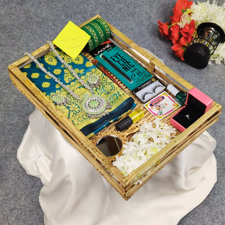 Premium Silk Katan Saree Combo Set - Ocean Green Premium Saree Combo Set