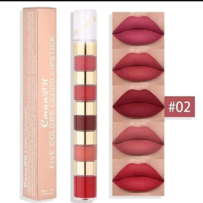 CMAADU 5 In 1 Matte Liquid Lipstick Set | লিকুইড লিপস্টিক সেট - ওয়াটারপ্রুফ, ম্যাট এবং লং-লাস্টিং - Image 4