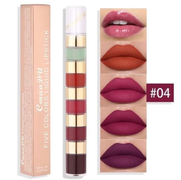 CMAADU 5 In 1 Matte Liquid Lipstick Set | লিকুইড লিপস্টিক সেট - ওয়াটারপ্রুফ, ম্যাট এবং লং-লাস্টিং - Image 3