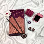 Premium Onion Color Silk Katan Saree Combo Set - শাড়ি, গয়না ও কিটক্যাট চকোলেটের পূর্ণাঙ্গ সেট - Image 2