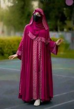 Luxury Dubai Cherry Sehzadi Abaya with Inner, Koti & Hijab - Image 2
