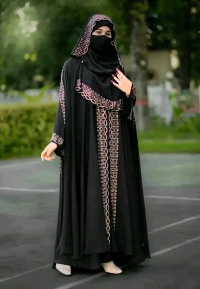 Luxury Dubai Cherry Sehzadi Abaya with Inner, Koti & Hijab - Image 4
